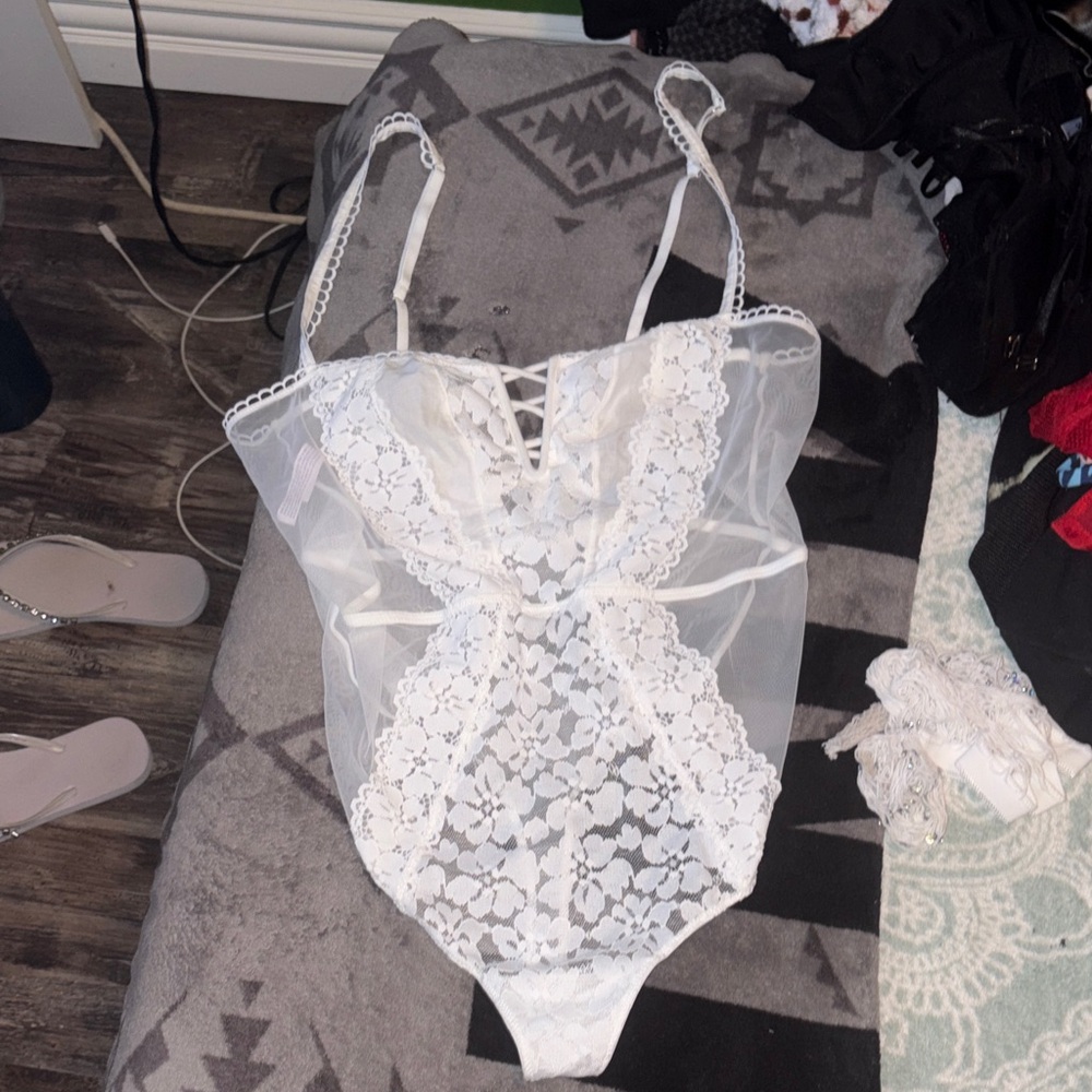 Auden White Lace Bodysuit